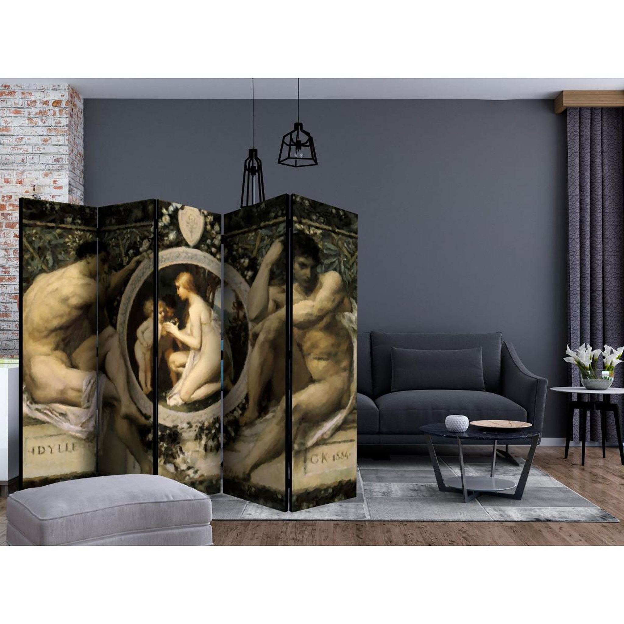 Voir la diapositive 2 : Paris Prix Paravent 5 volets  idyll gustav klimt  172x225cm