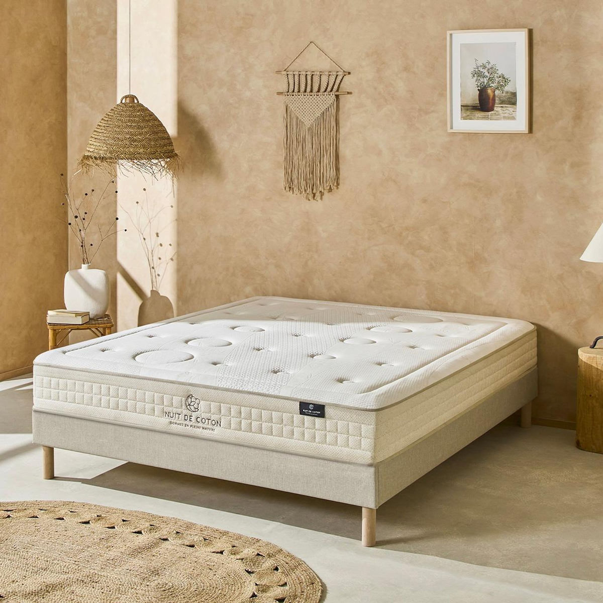 NUIT DE COTON NUIT DE COTON | Ensemble PRELUDE 2.0 | Matelas Latex 100% Naturel + Sommier Bois