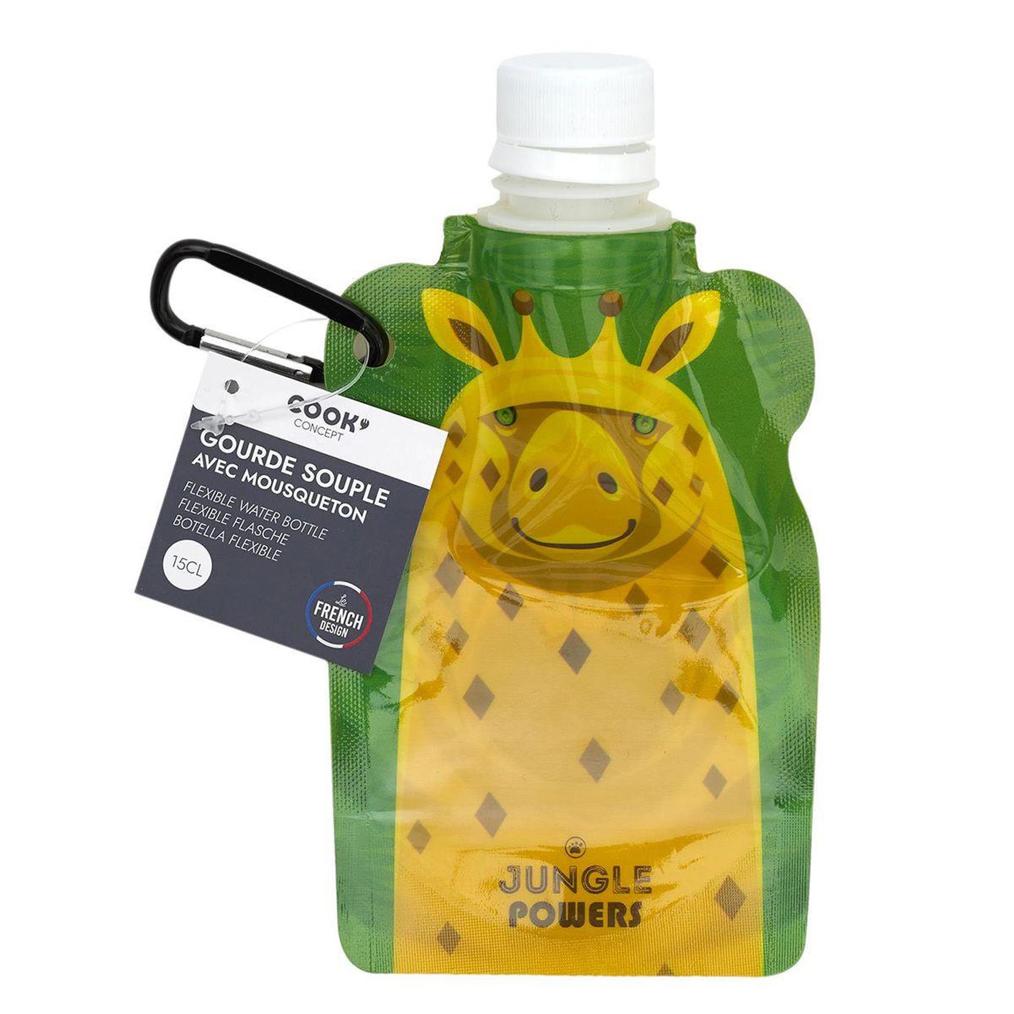 Voir la diapositive 3 : COOK CONCEPT Gourde souple enfant  jungle powers  15cl jaune