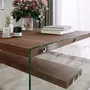 TOILINUX Table basse carrée 1 étagère en bois de pin et sa structure en verre - Marron