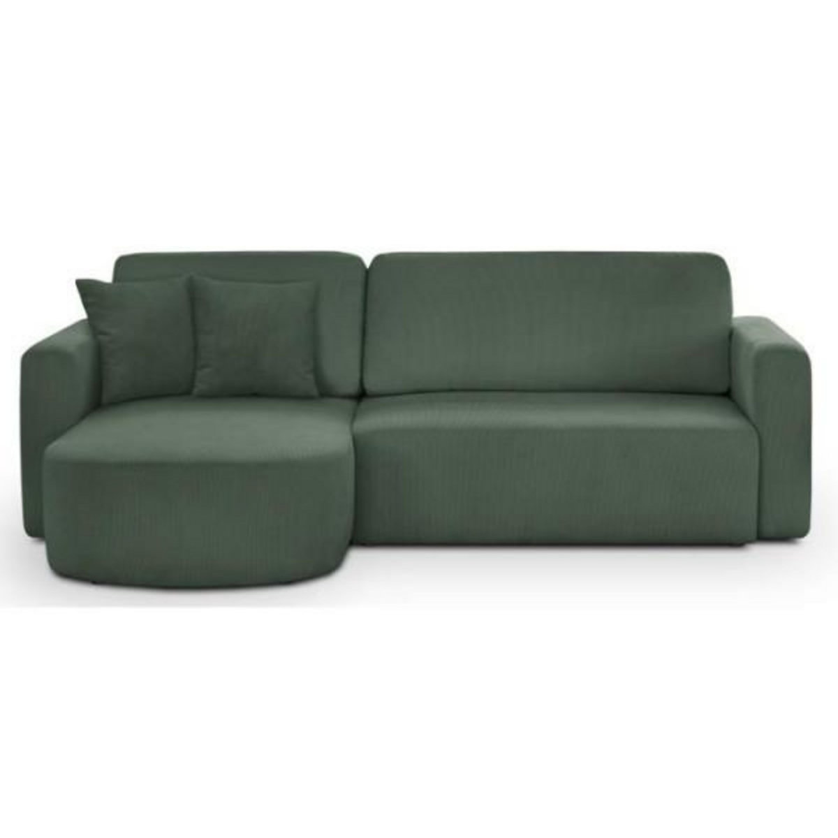 MARKET24 Canapé d'angle convertible et réversible 3 places GALET - Velours côtelé - Coffre de rangement - L238 x P154 x H86 cm