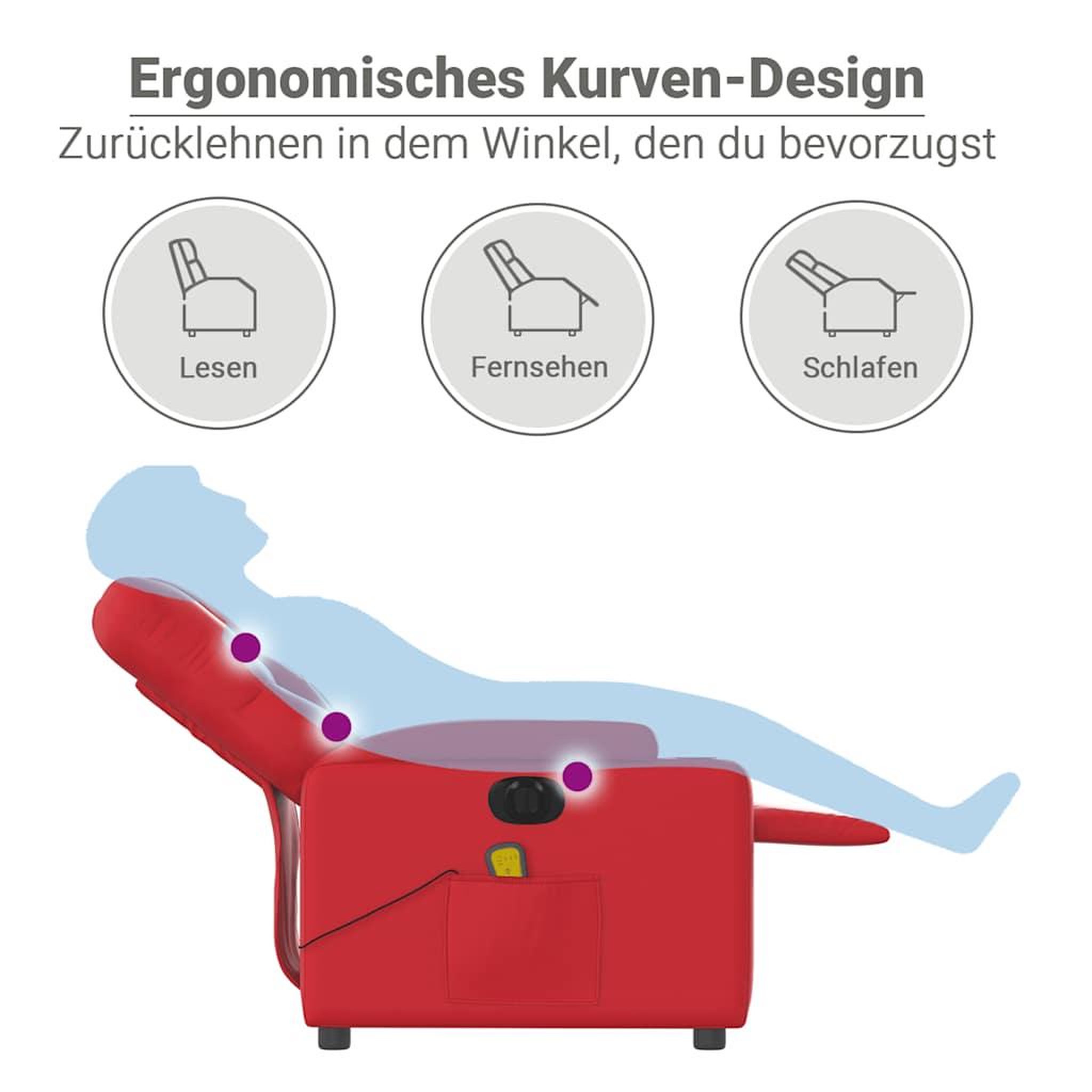 Voir la diapositive 6 : VIDAXL Fauteuil de massage inclinable electrique rouge similicuir