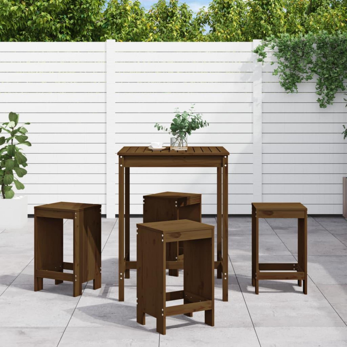 VIDAXL Ensemble de bar de jardin 5 pcs marron miel bois de pin massif
