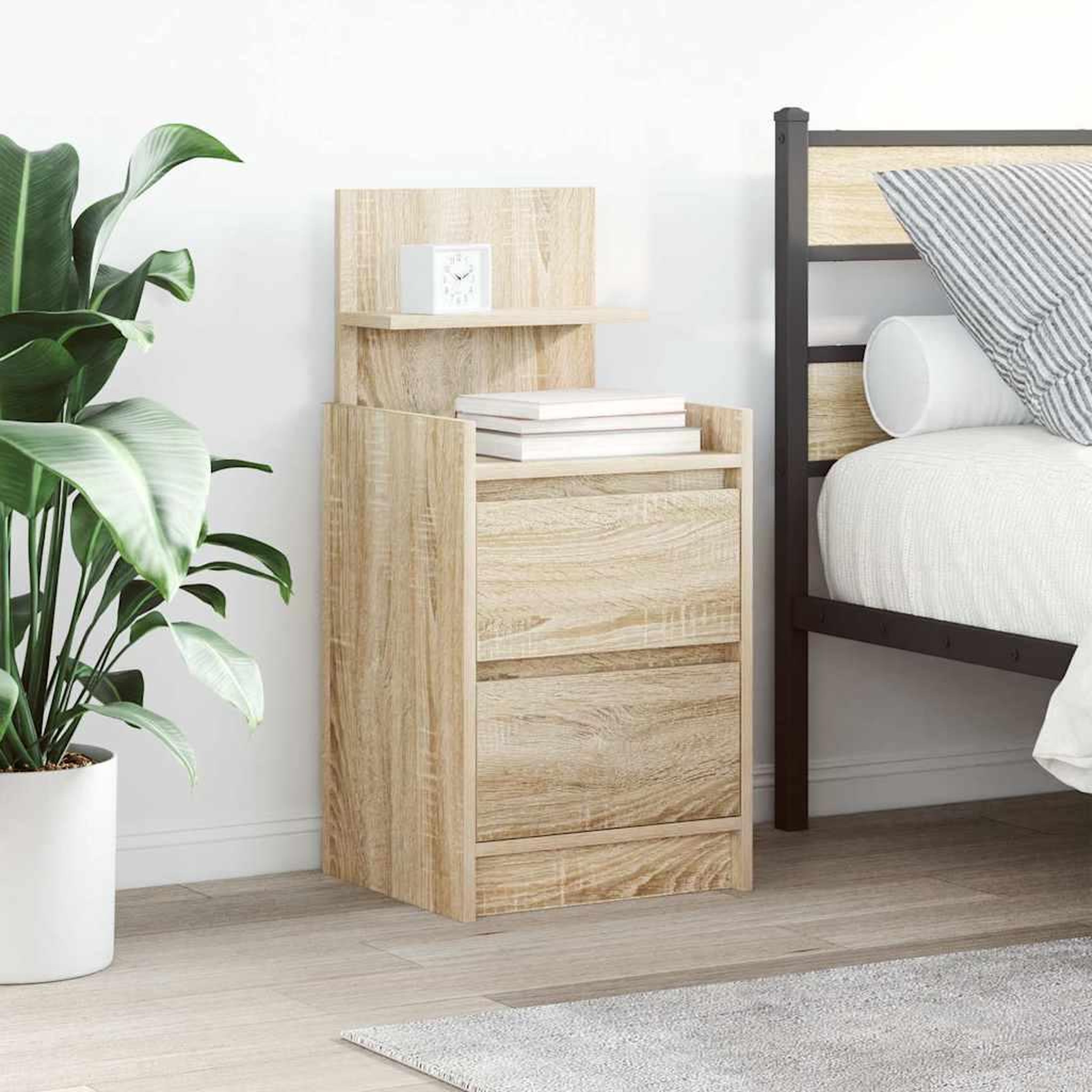 VIDAXL Table de chevet avec 2 tiroirs chene sonoma 38x34x80 cm