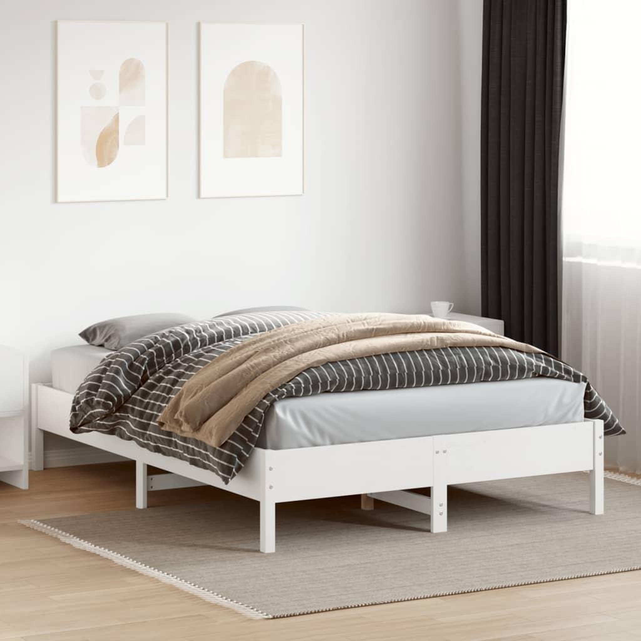 Voir la diapositive 3 : VIDAXL Cadre de lit sans matelas blanc 140x200 cm bois de pin massif
