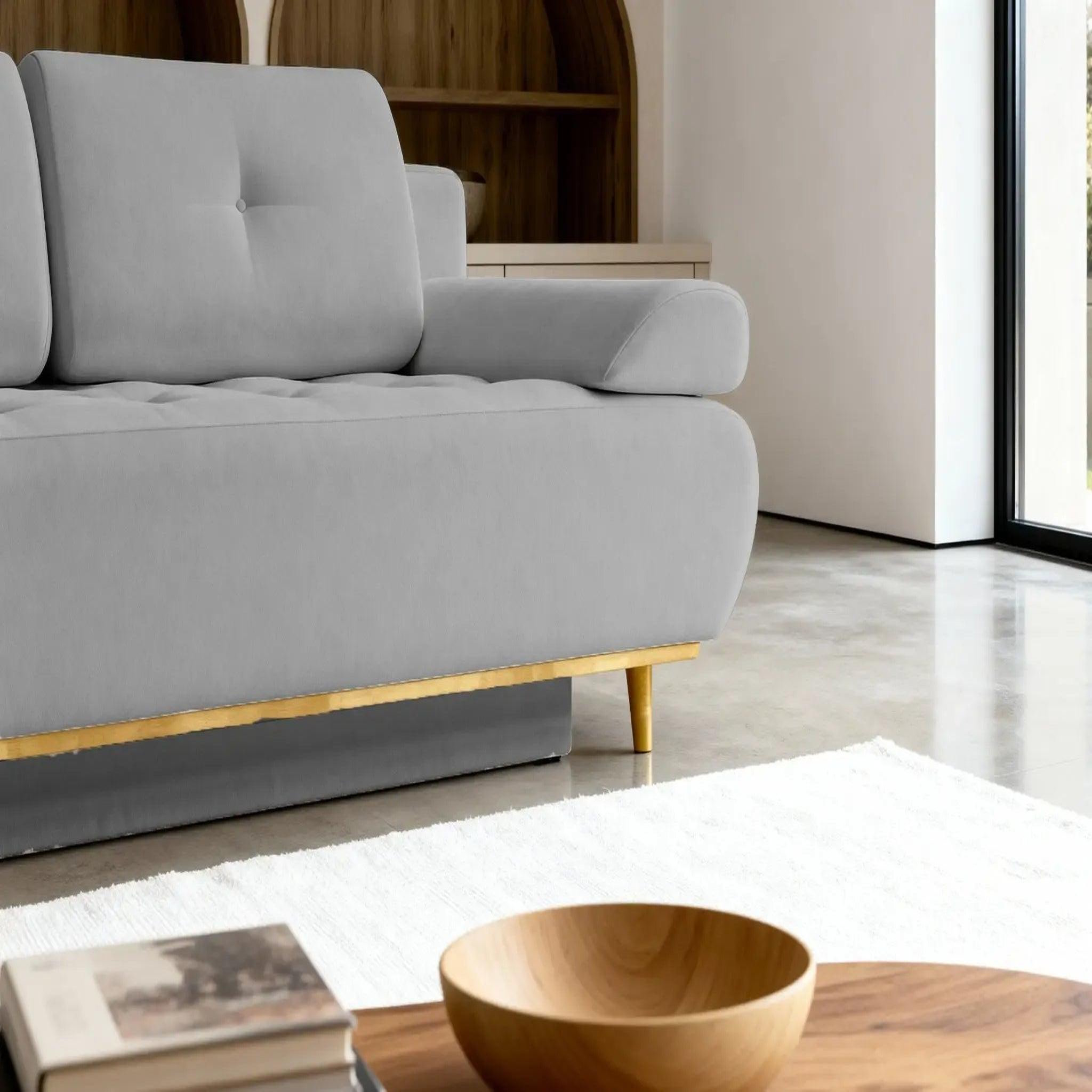 Voir la diapositive 4 : CASANOVA PARIS Amaro - canapé droit convertible tissu velours 2 places