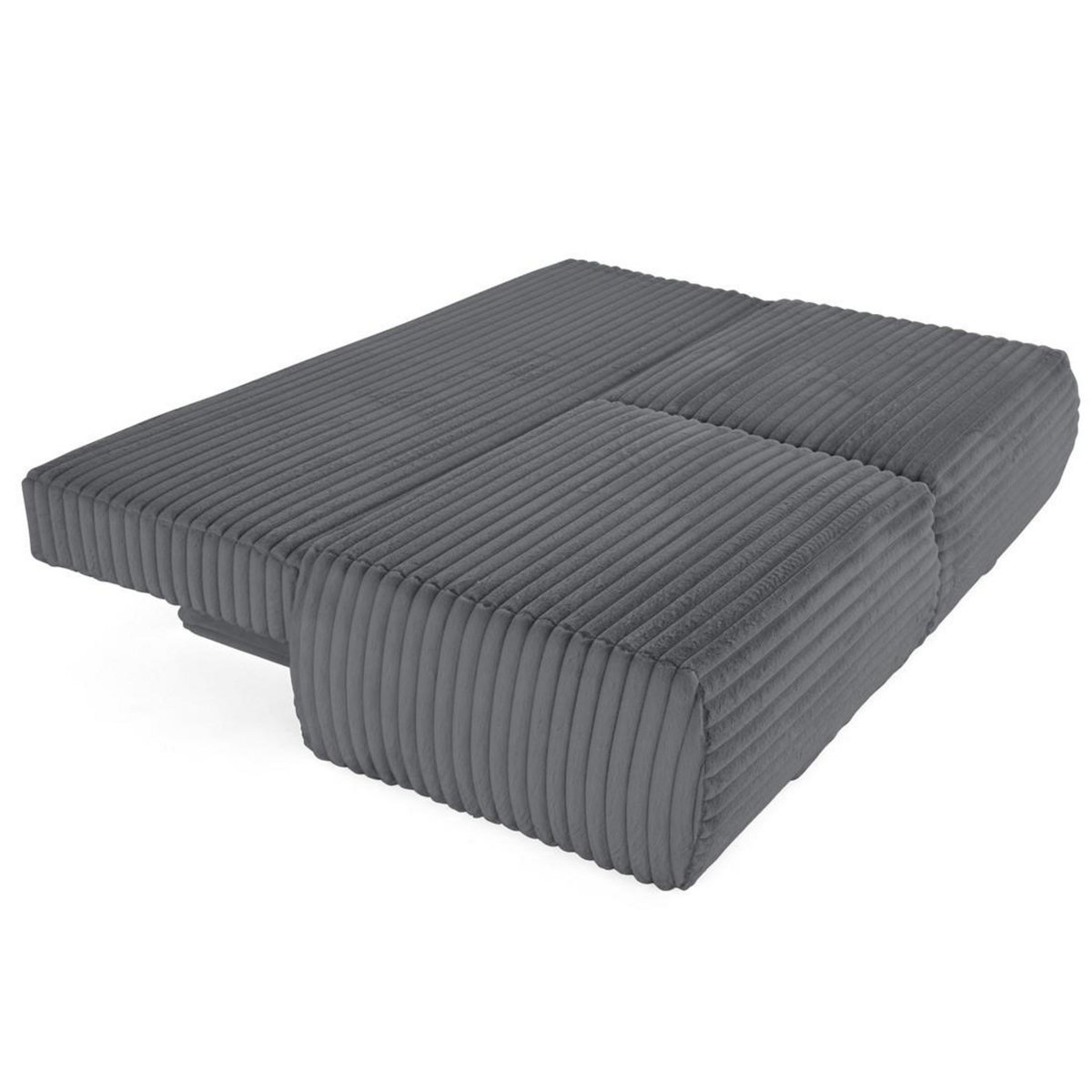 BEST MOBILIER Marvin - canapé 3 places convertible et coffre en fausse fourrure côtelée avec 2 coussins boule inclus