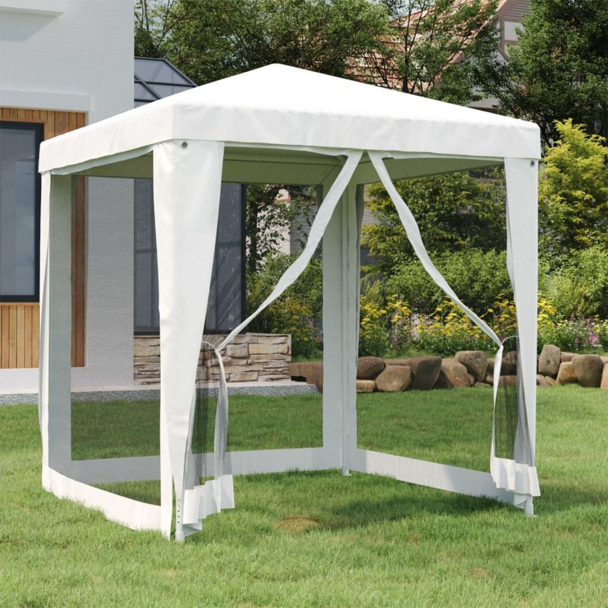 VIDAXL Tente de reception avec 4 parois laterales en maille 2x2m Blanc