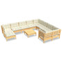Voir la diapositive 2 : VIDAXL Salon de jardin 11 pcs avec coussins creme bois de pin