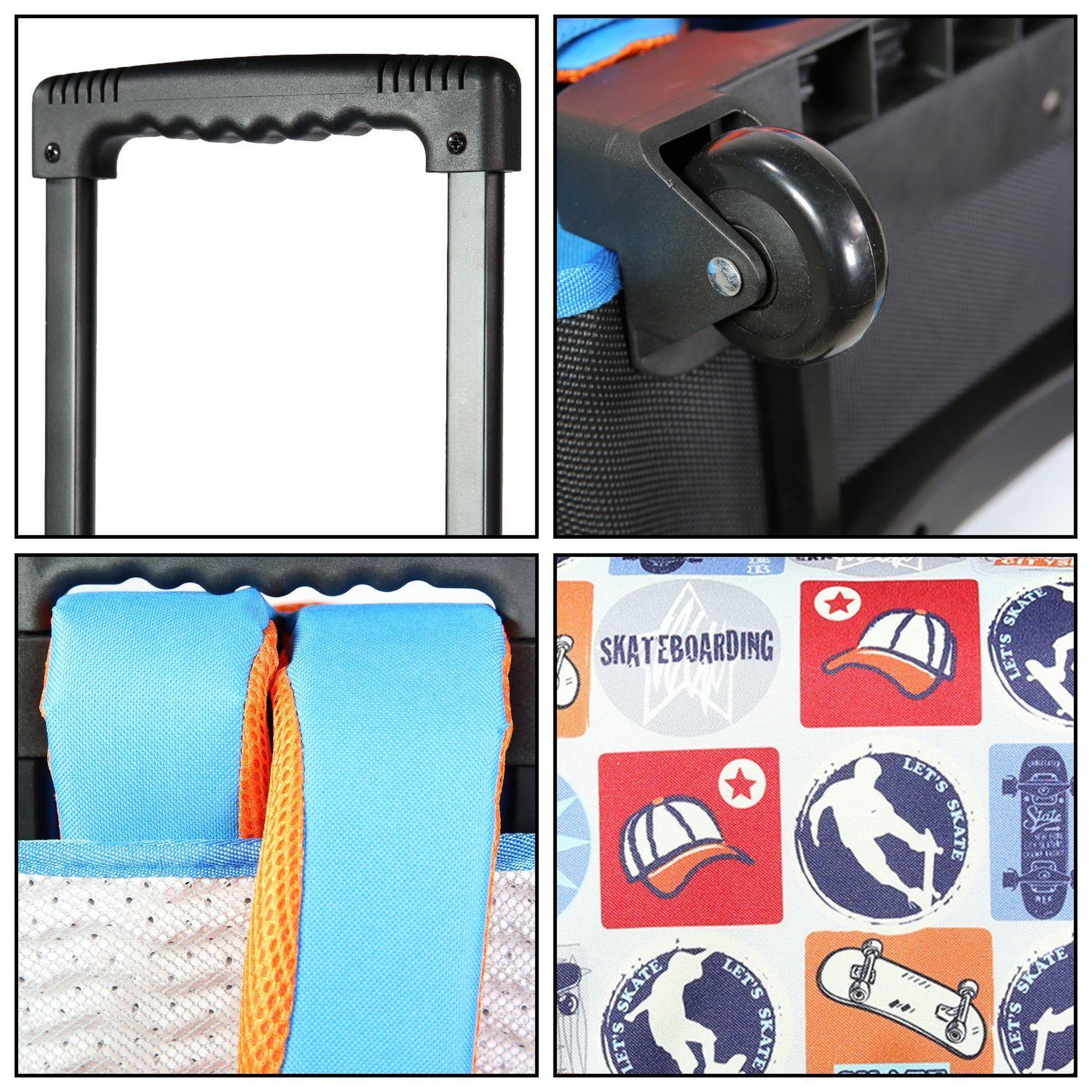 Voir la diapositive 6 : Bagtrotter BAGTROTTER Cartable à roulettes 38 cm Phileas Bleu Skateur