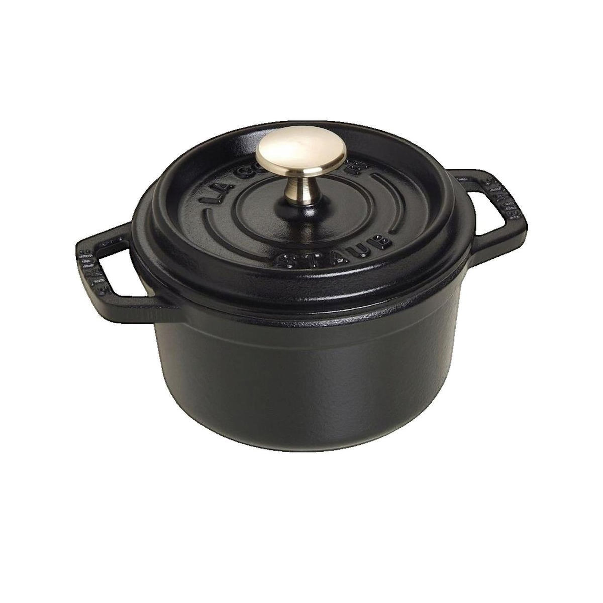 Staub Cocotte Staub 14 cm en fonte émaillée noire avec couvercle