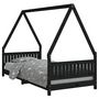 Voir la diapositive 2 : VIDAXL Cadre de lit pour enfants noir 90x200 cm bois de pin massif
