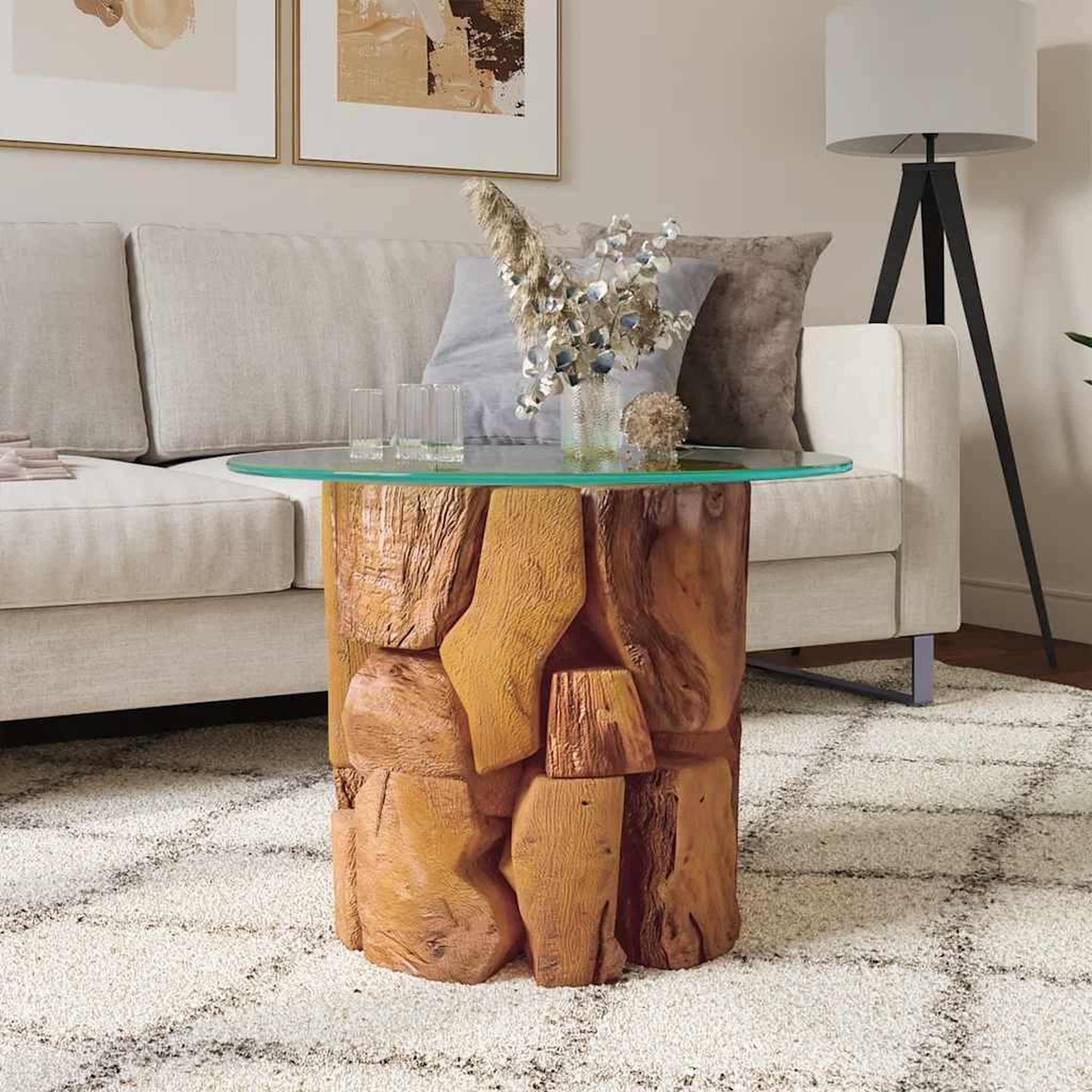 Voir la diapositive 1 : VIDAXL Table basse Bois flottant de teck massif 60 cm