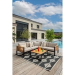 JARDILINE Salon bas de jardin - 5 places - Teck/Aluminium - Beige/Noir - MARTINIQUE
