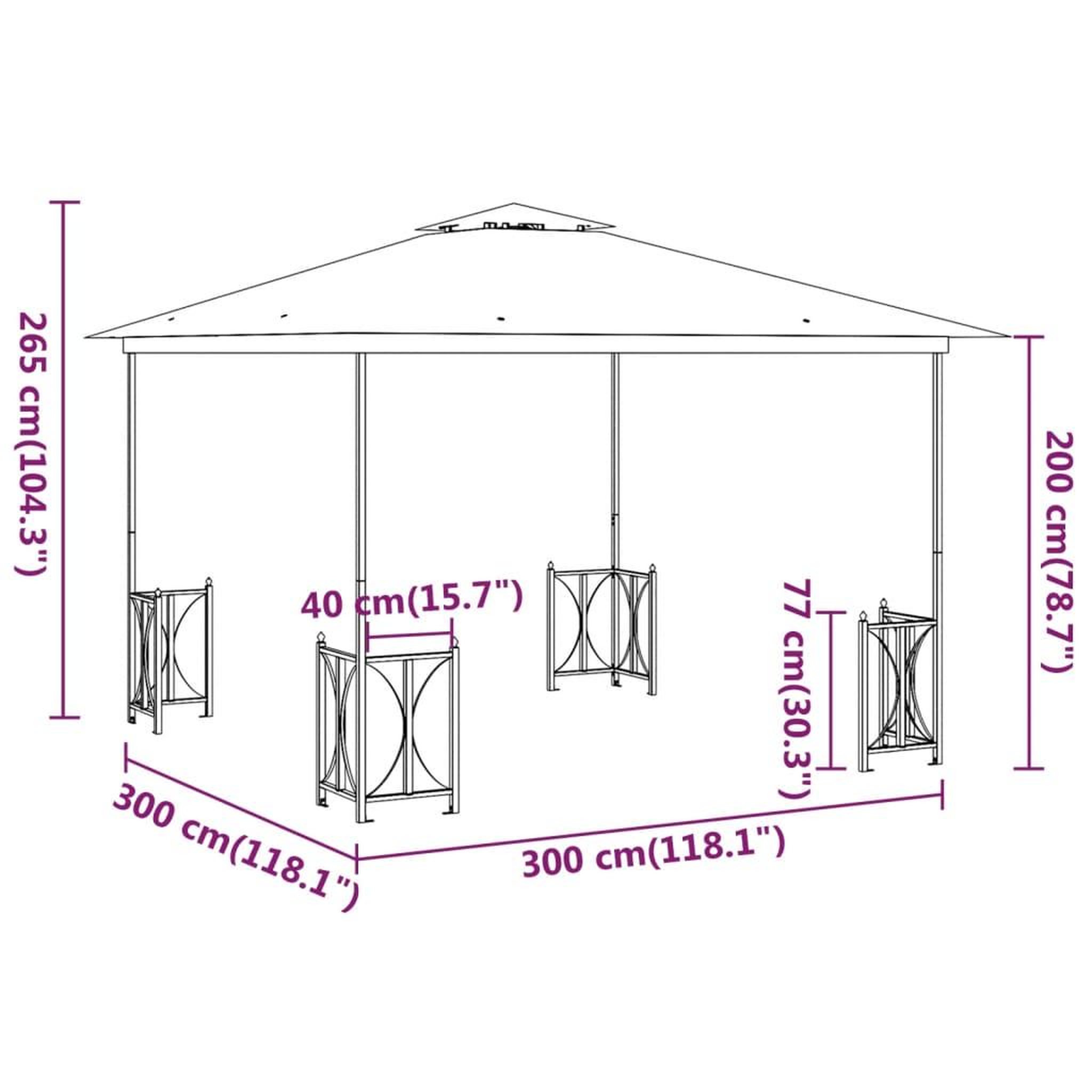 Voir la diapositive 6 : VIDAXL Tonnelle avec parois et toit double 3x3 m Anthracite