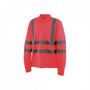 Voir la diapositive 2 :  Polo haute visibilité - Manches longues - Rouge fluo - 3XL