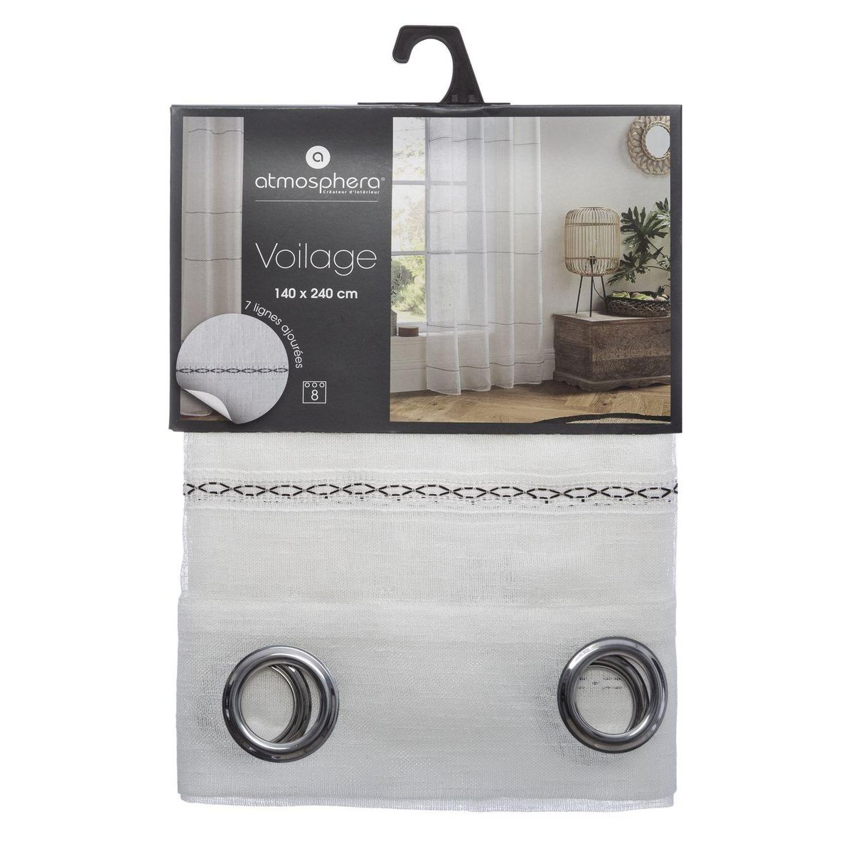 ATMOSPHERA Voilage Indi - 140 x 240 cm - Blanc