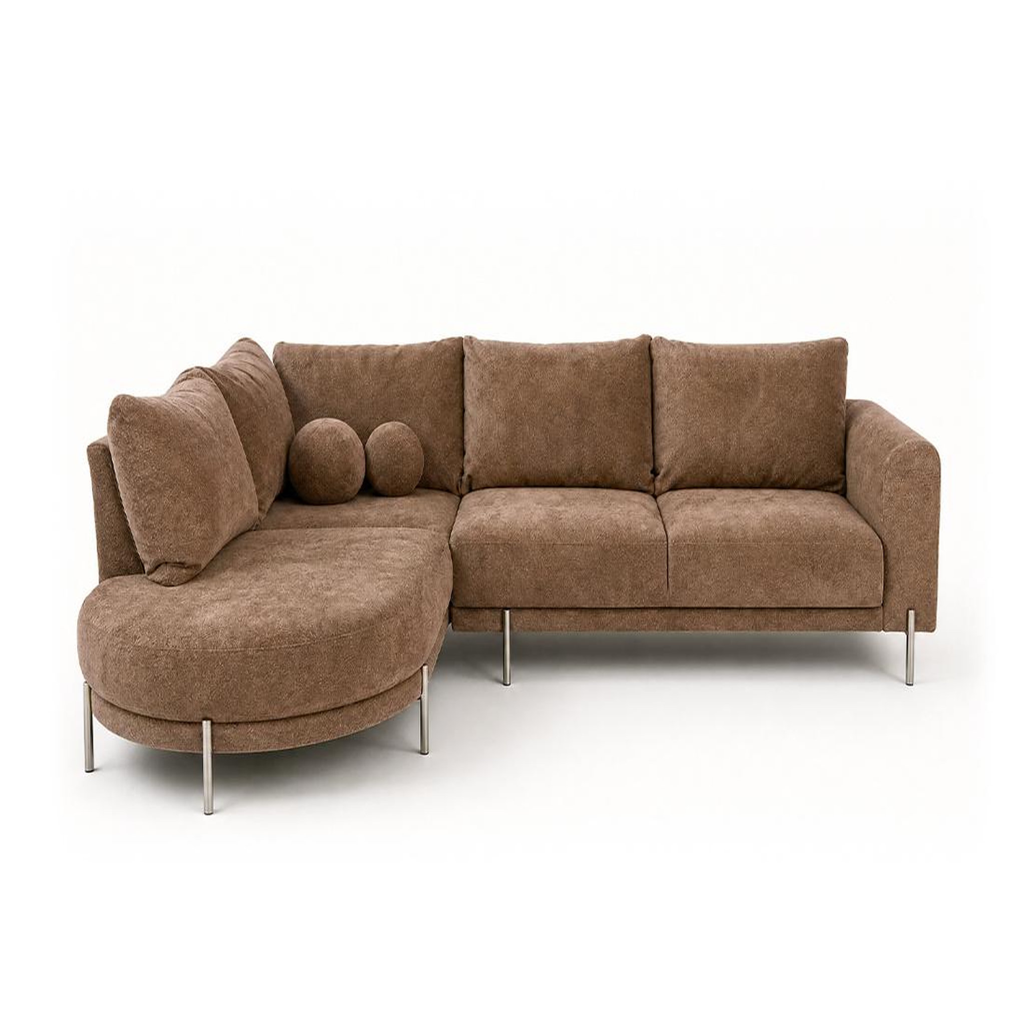 Voir la diapositive 1 : BEST MOBILIER Gabin - canapé d'angle gauche 5 places en velours texturé