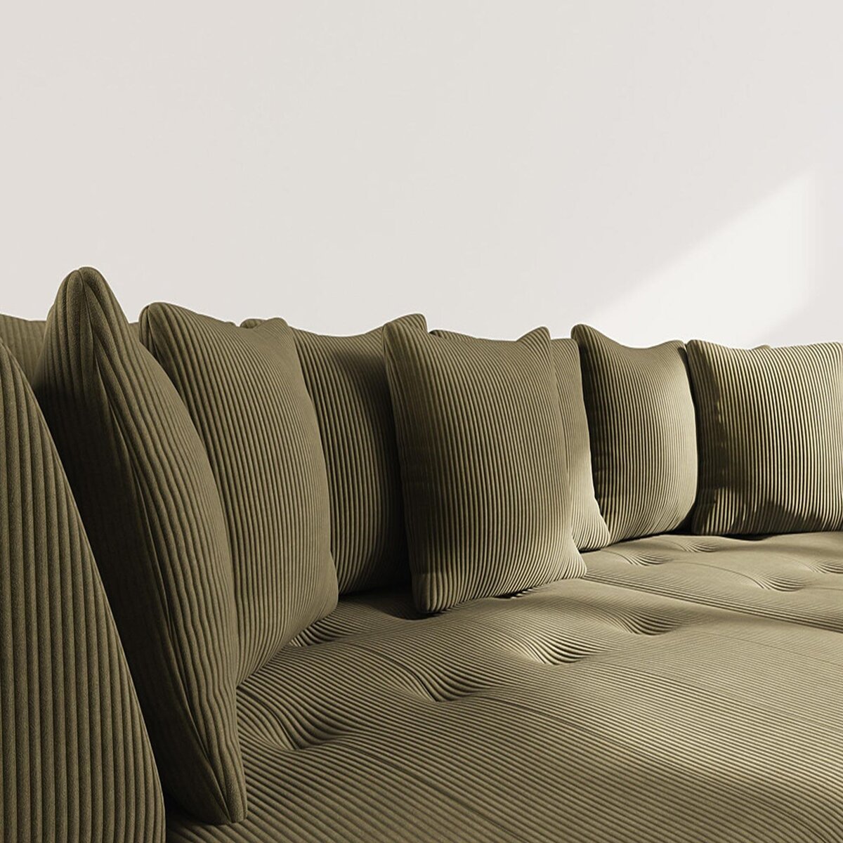 LISA DESIGN Onyx - canapé droit 4 places avec double méridienne - assise profonde - en velours côtelé