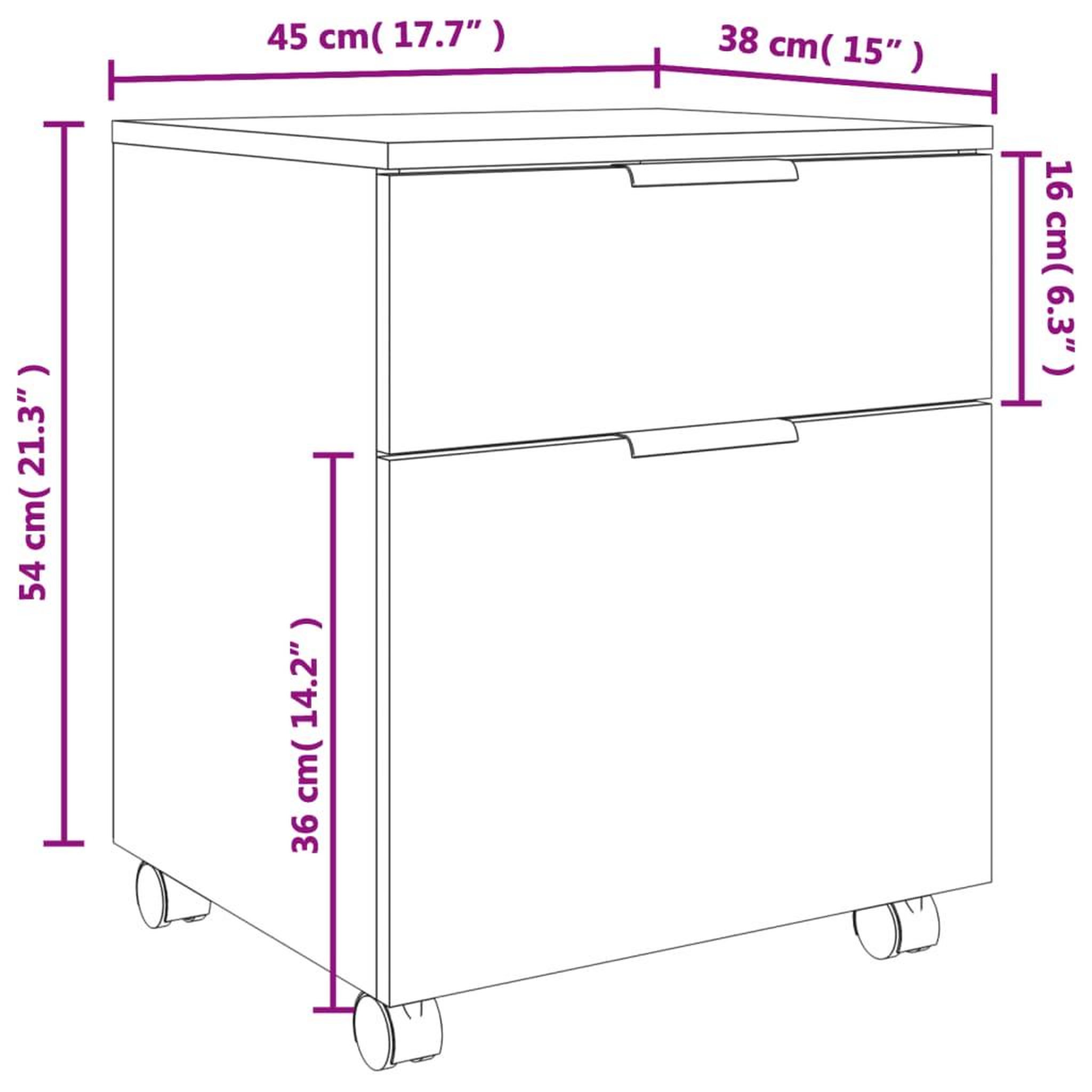 Voir la diapositive 6 : VIDAXL Classeur mobile avec roues noir 45x38x54 cm bois d'ingenierie