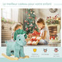 Voir la diapositive 4 : HOMCOM Jouet à bascule dinosaure effet sonore rugissement bois peuplier peluche courte polyester vert d'eau