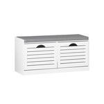 SOBUY Banc Rangement Chaussures Blanc 94x30x47cm FSR62-II-W