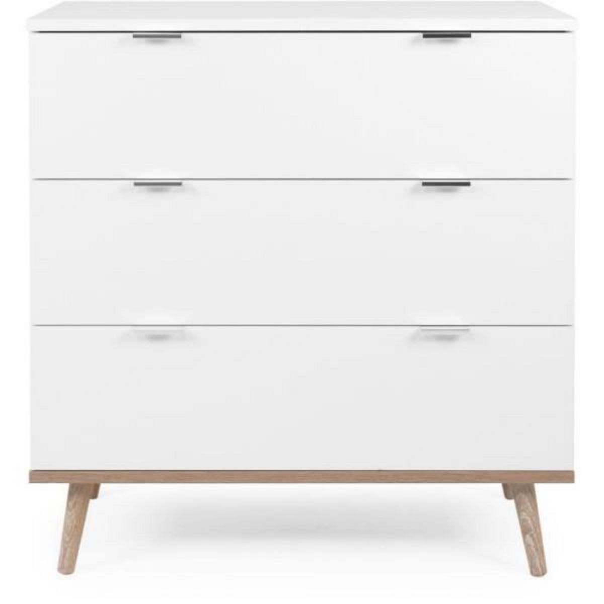 MARKET24 Commode Göteborg - 3 tiroirs - Décor chene sonoma Blanc - Scandinave - L 79,8 x P 40 x H 86,5 cm