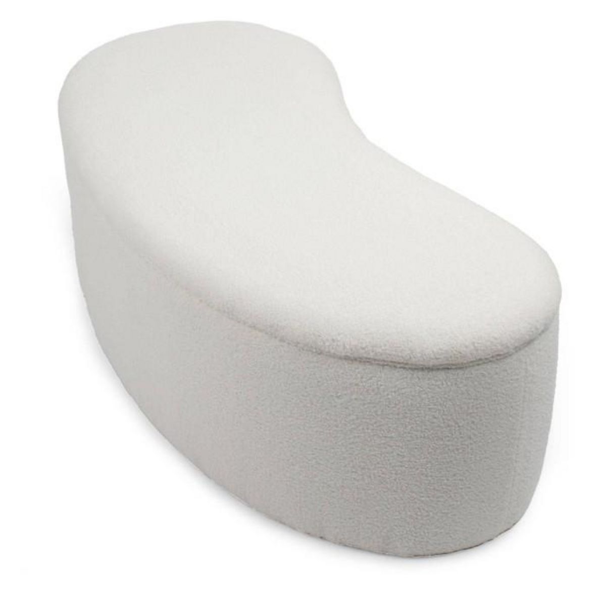 Paris Prix Banquette & Coffre Bouclette  Courbe  120cm Blanc