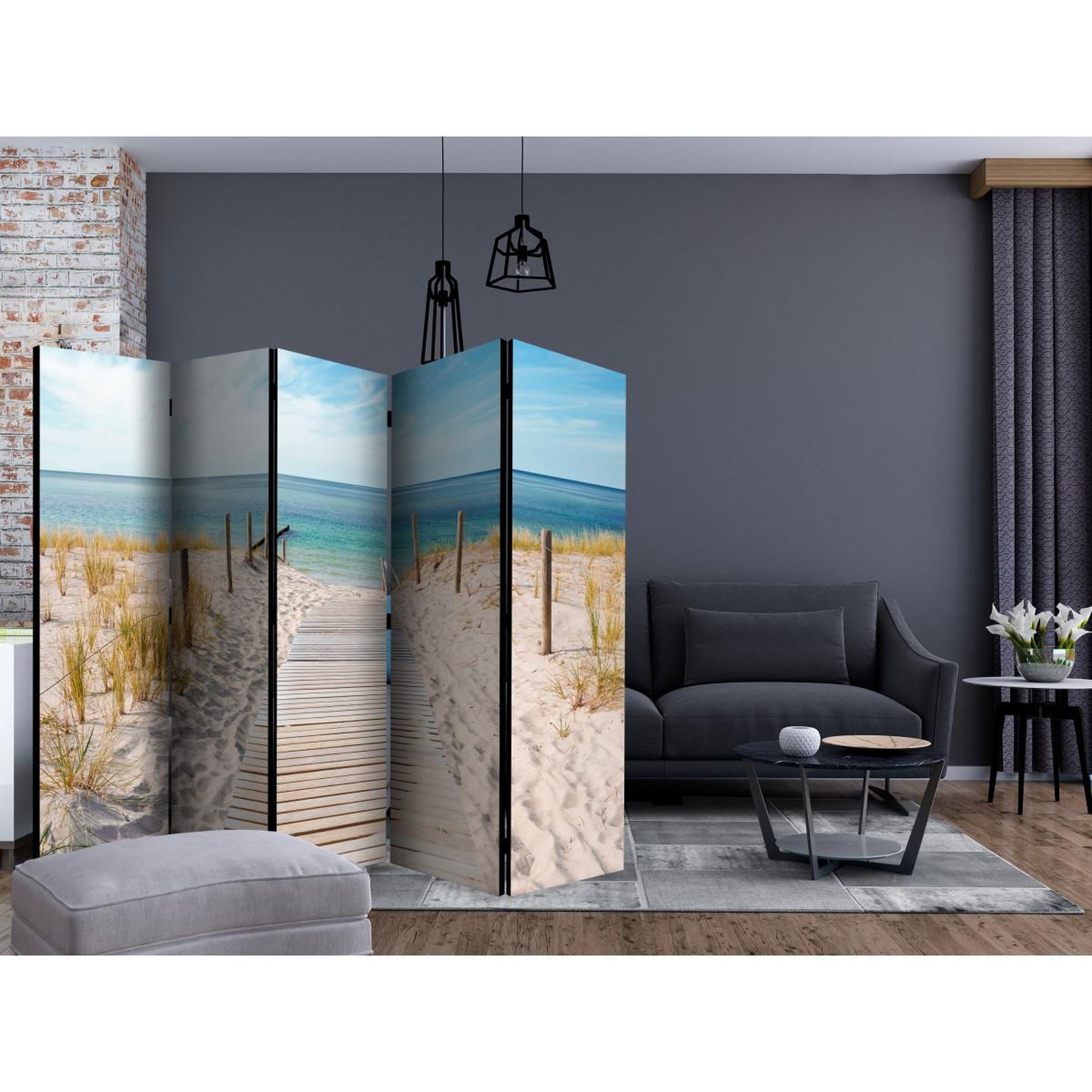Voir la diapositive 2 : Paris Prix Paravent 5 volets  holiday at the seaside ii  172x225cm