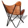 Voir la diapositive 4 : VIDAXL Chaise papillon Marron Cuir veritable