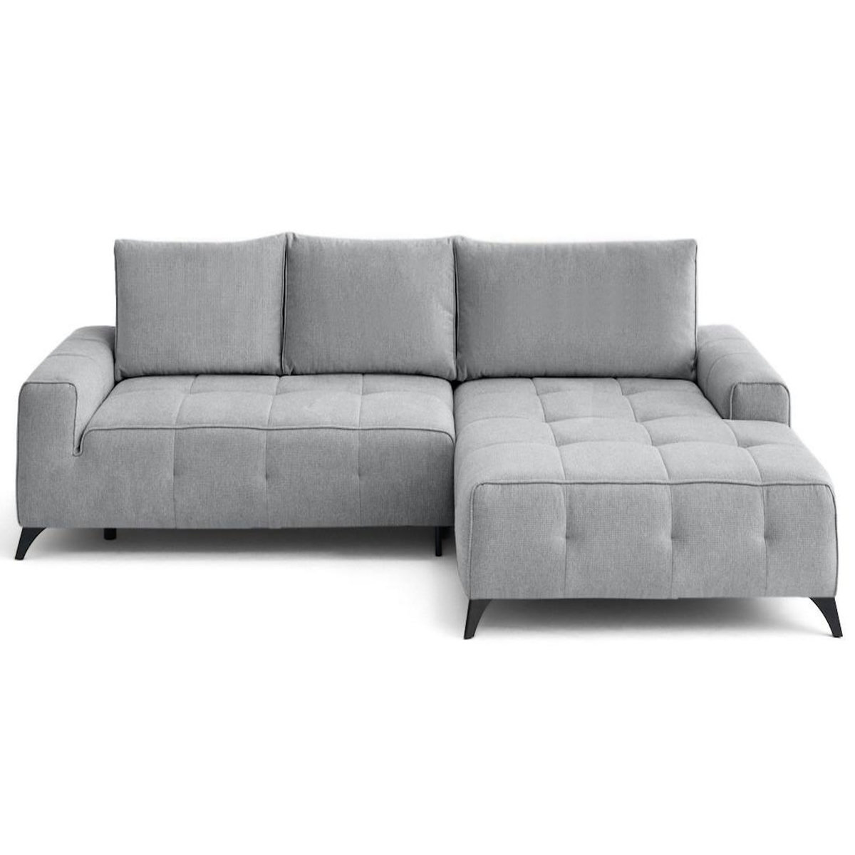 LISA DESIGN Rimini - canapé d'angle droit 4 places convertible avec coffre en tissu texturé