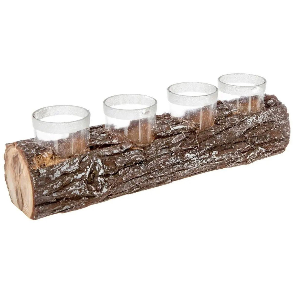 ATMOSPHERA Photophore 4 Bougies  Marron Glacé  32cm Naturel