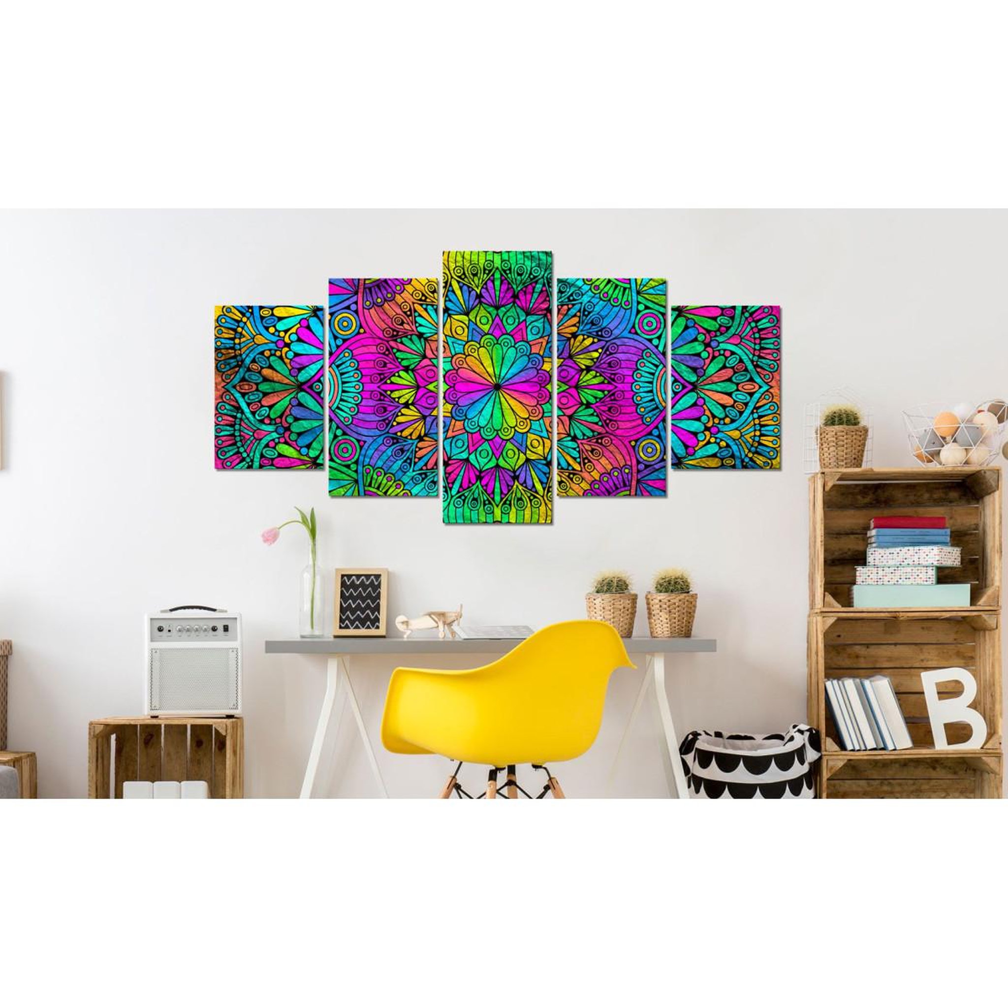 Voir la diapositive 2 : Paris Prix Tableau Imprimé  Mandala : Peacock Feathers