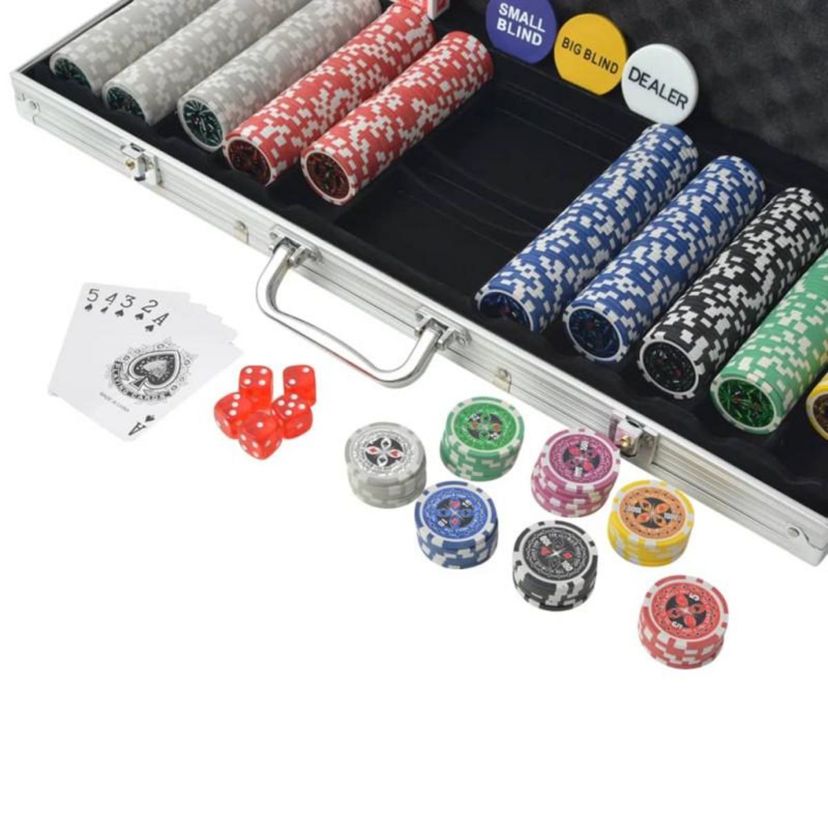 VIDAXL Coffret de poker avec 500 jetons Laser Aluminium