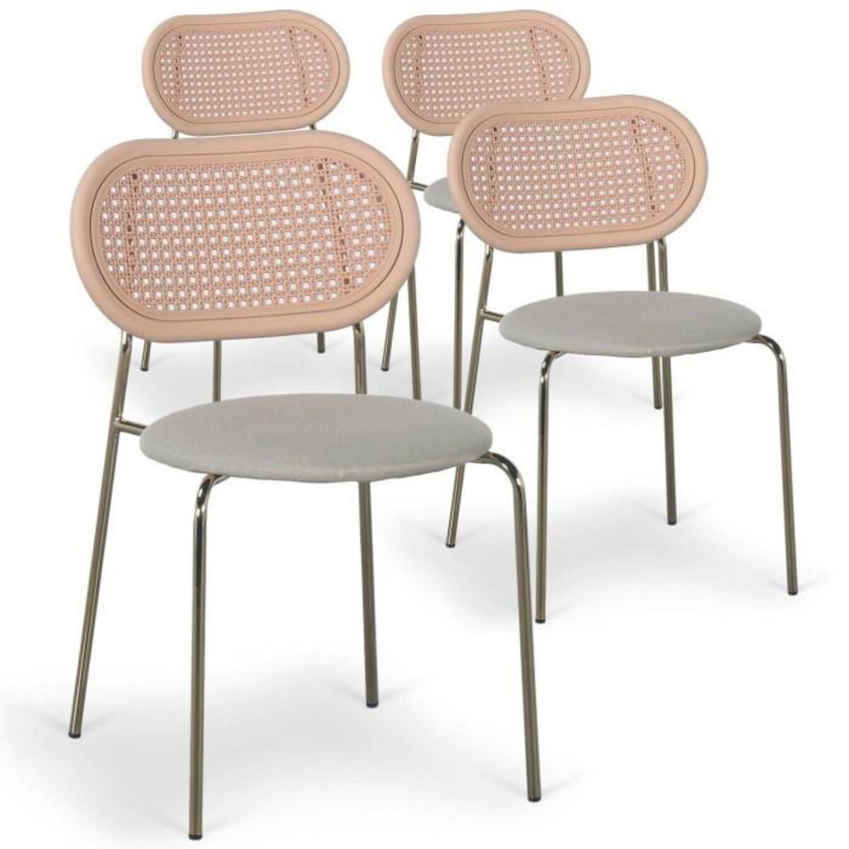 Paris Prix Lot de 4 Chaises Empilables Tissu  Kane  84cm Beige