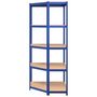 Voir la diapositive 5 : VIDAXL Etagere d'angle a 5 niveaux Bleu Acier et bois d'ingenierie