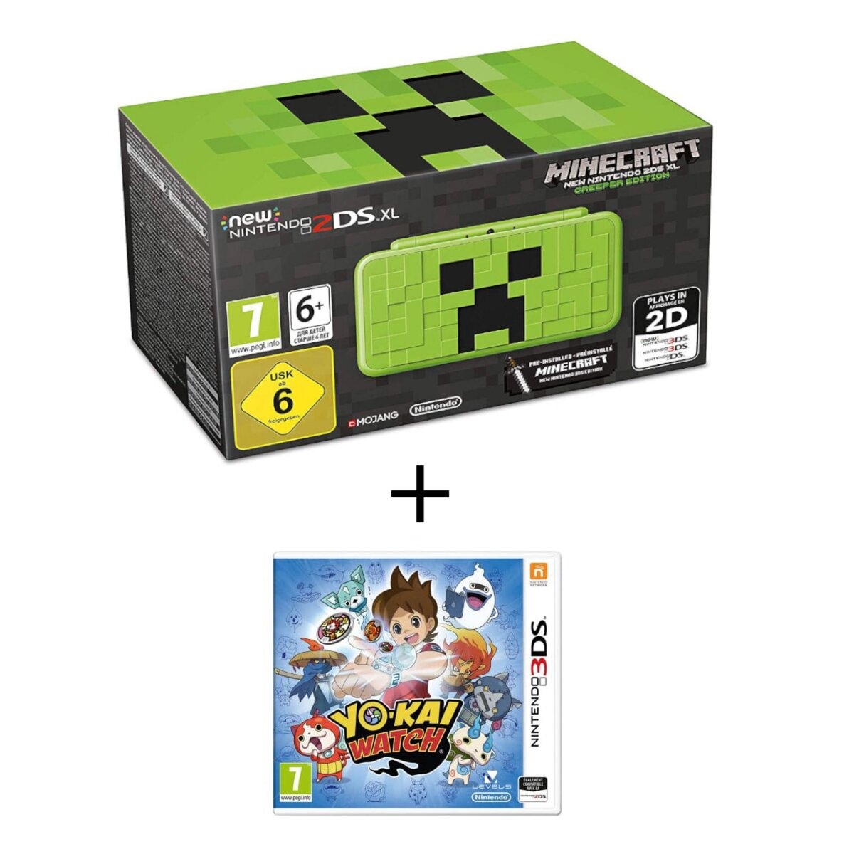 Console New 2DS XL Minecraft - Creeper Édition + Yo-Kai Watch 3DS