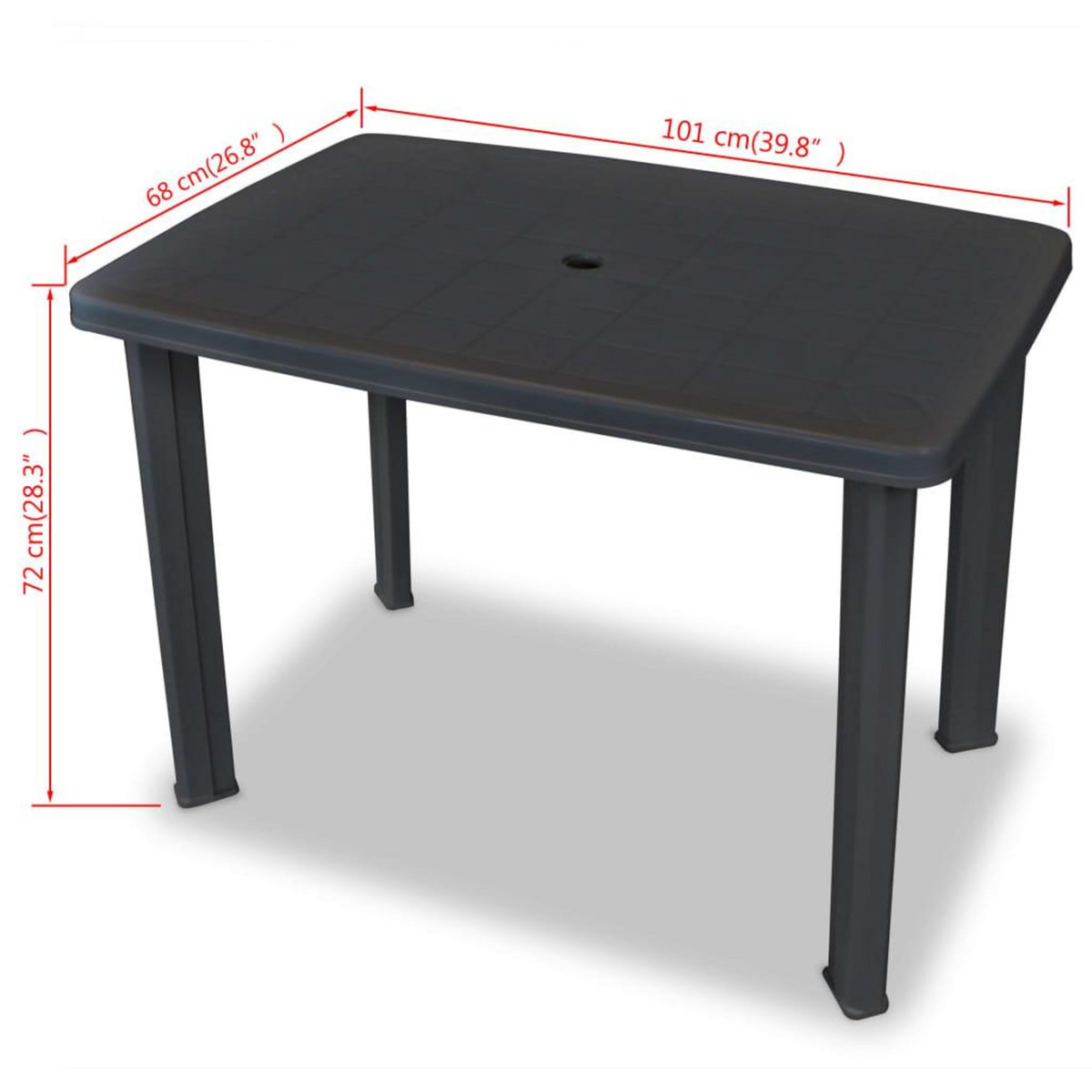 VIDAXL Table de jardin Anthracite 101 x 68 x 72 cm Plastique
