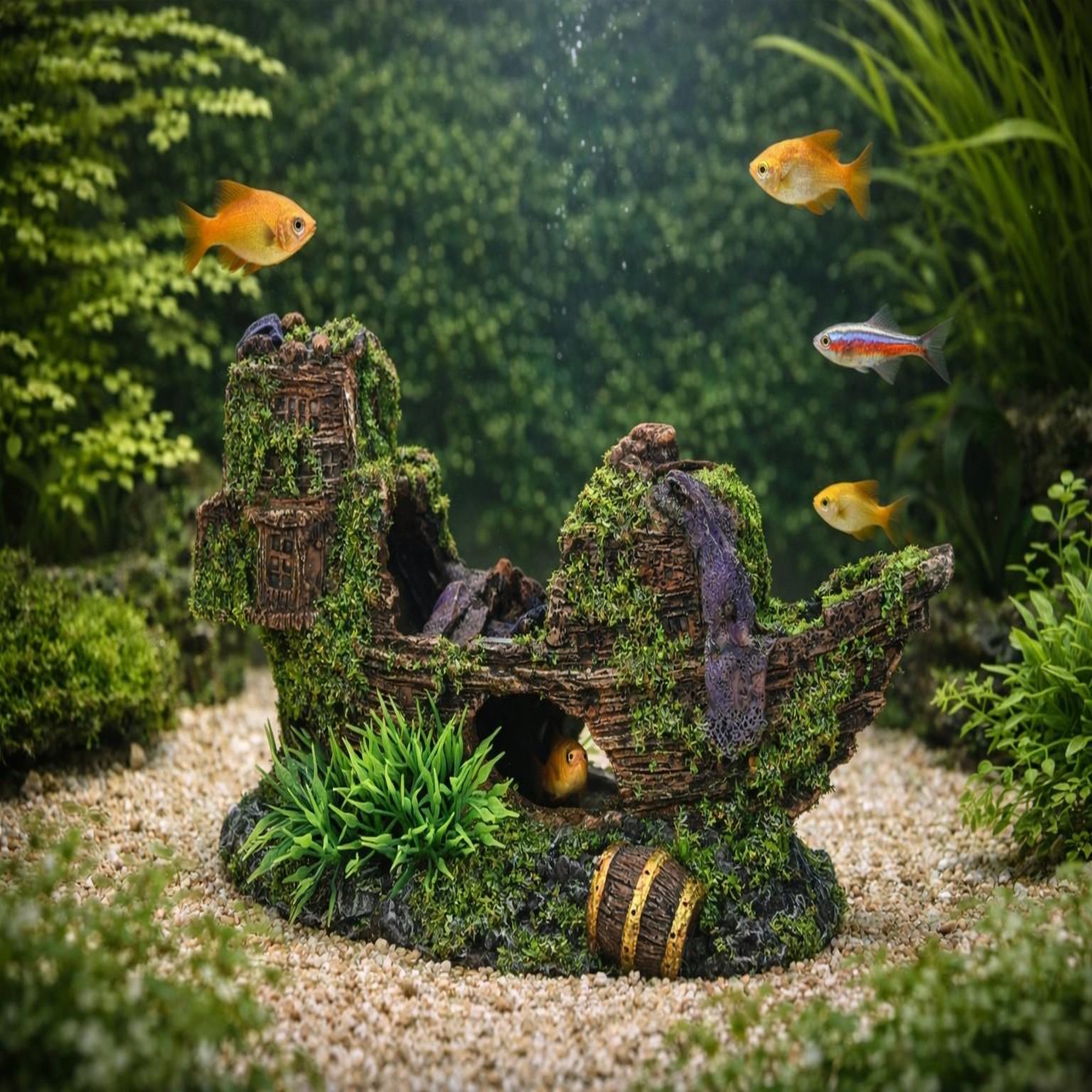Voir la diapositive 3 : Eden Décoration aquarium épave de bateau cachettes effet mousse