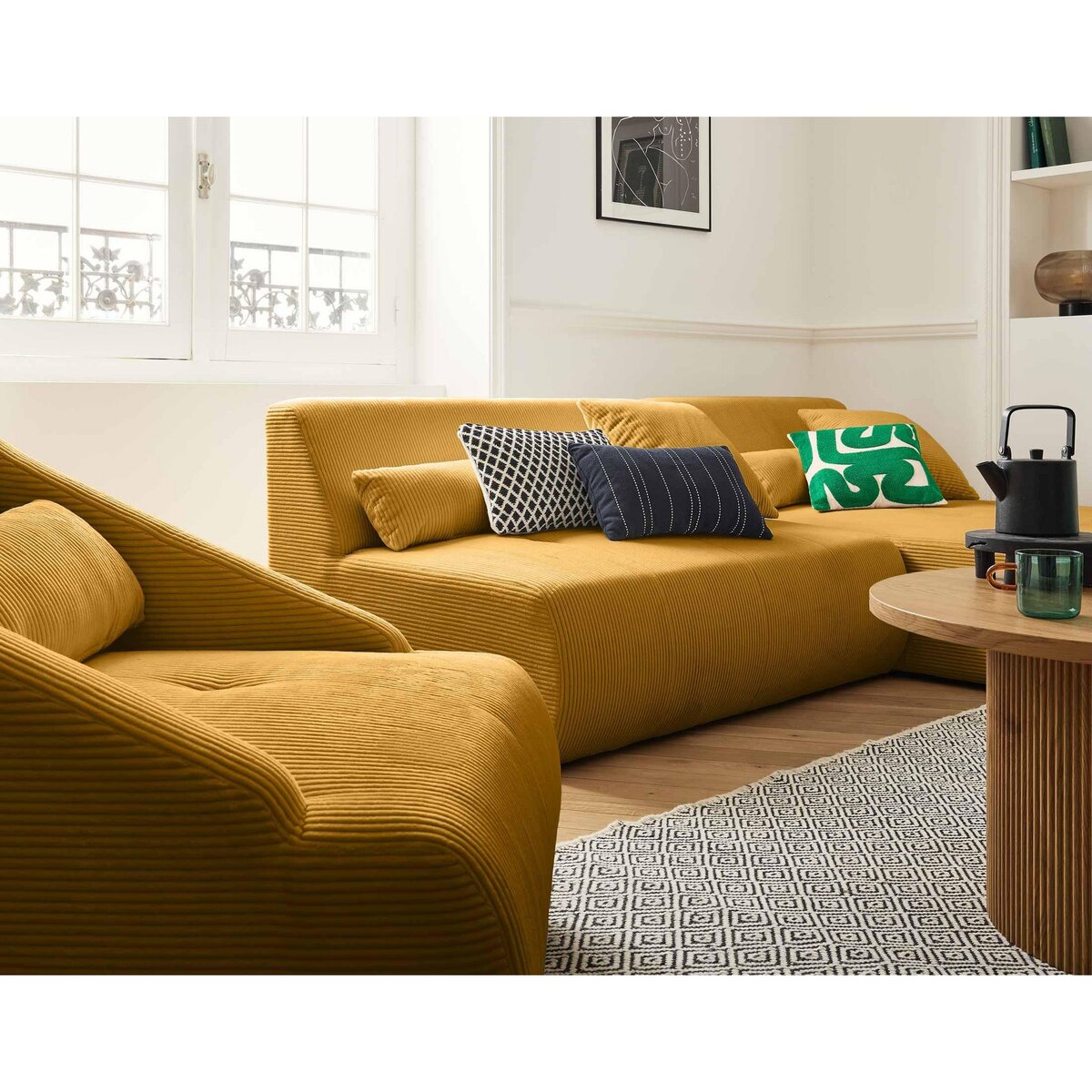 LISA DESIGN Onyx - canapé modulable d'angle réversible 4 places - en velours côtelé