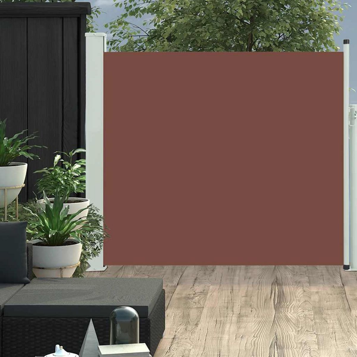 VIDAXL Auvent lateral retractable de patio 100x300 cm Marron