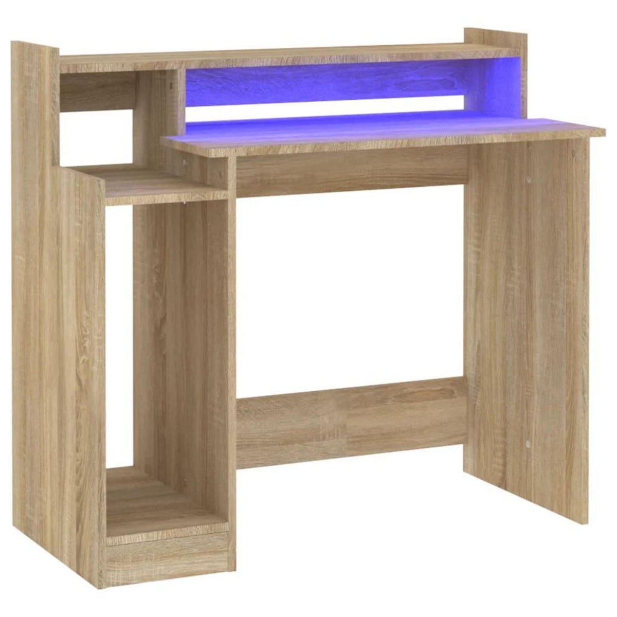 VIDAXL Bureau avec lumieres LED Chene 97x45x90 cm Bois d'ingenierie