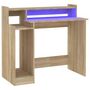 Voir la diapositive 2 : VIDAXL Bureau avec lumieres LED Chene 97x45x90 cm Bois d'ingenierie