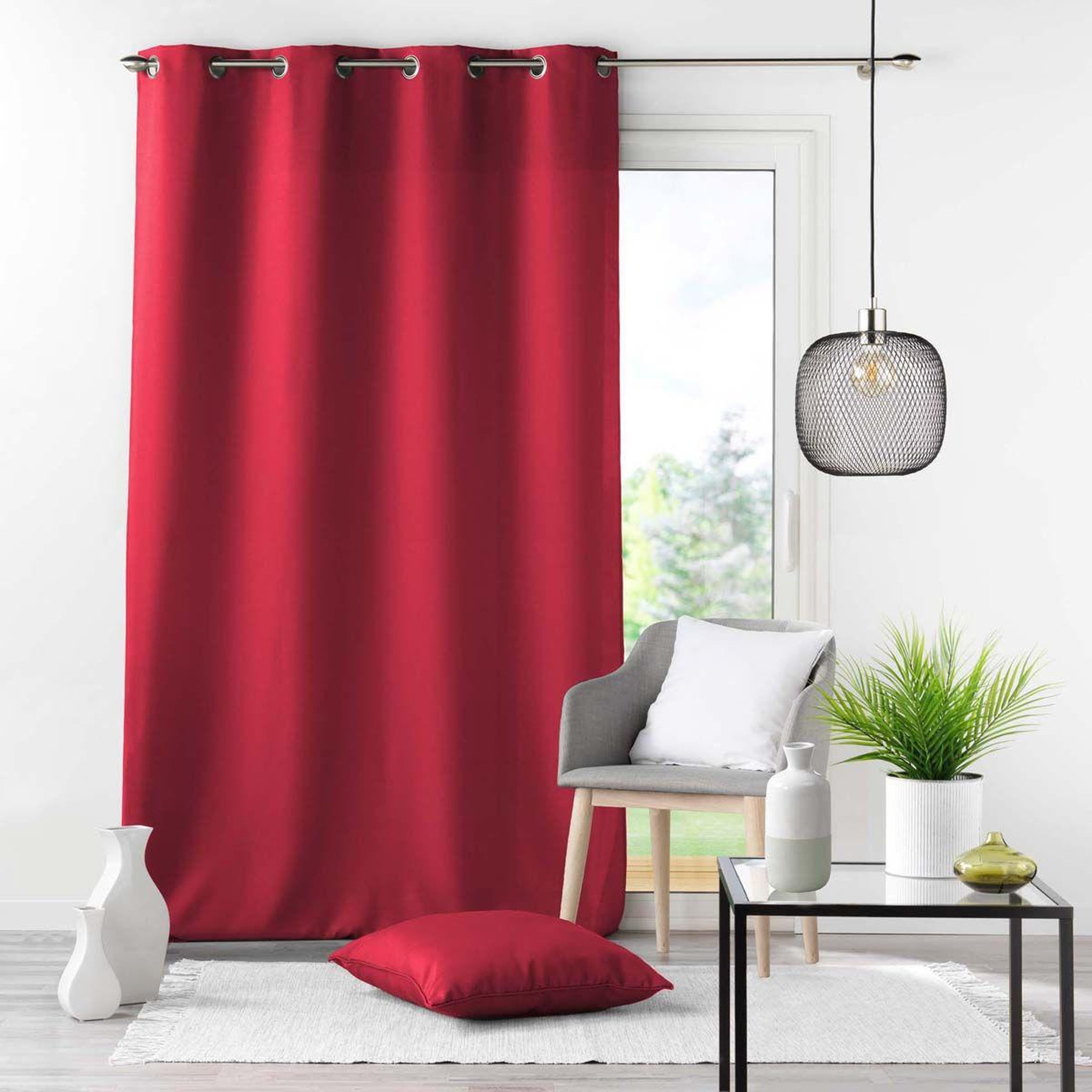 Douceur d'Intérieur Rideau à oeillets  essentiel  140x280cm rouge