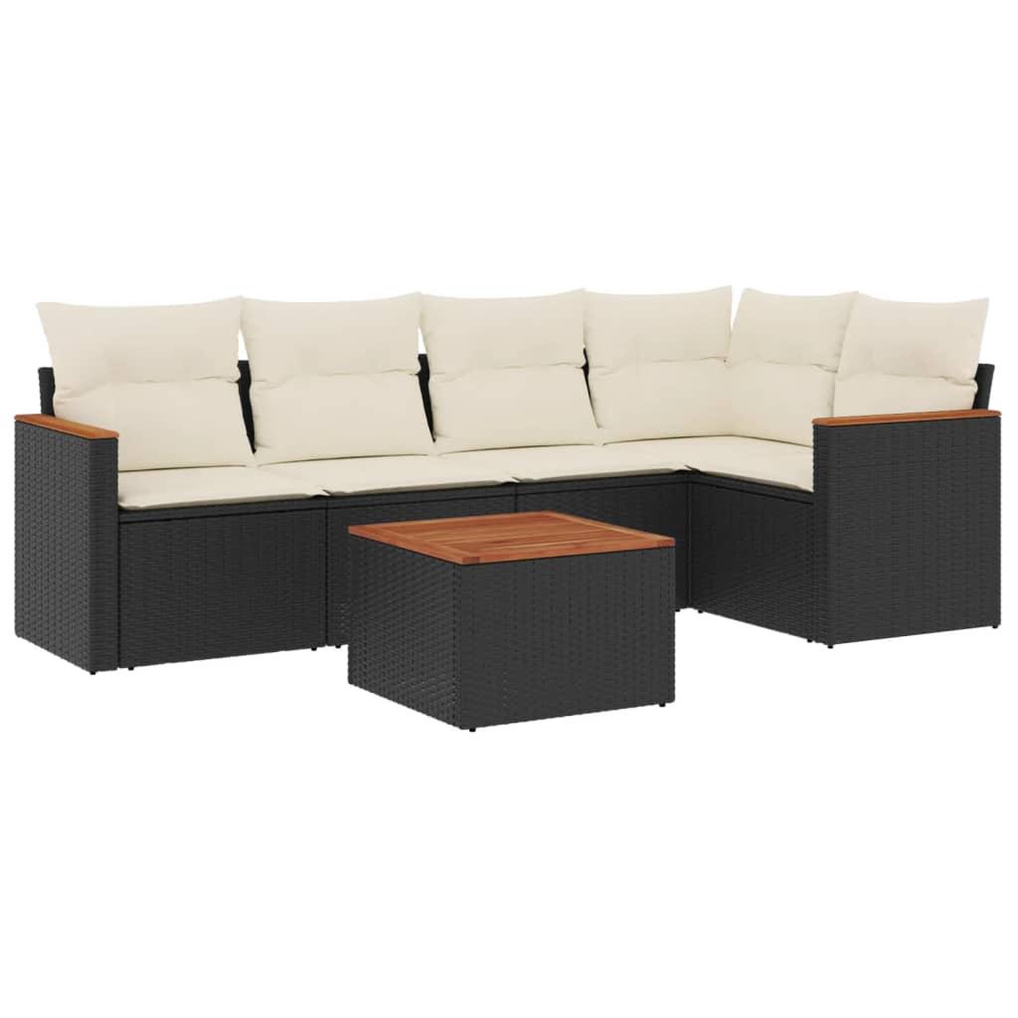 Voir la diapositive 2 : VIDAXL Salon de jardin 6 pcs avec coussins noir resine tressee