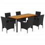 Voir la diapositive 2 : VIDAXL Ensemble a manger de jardin et coussins 7pcs noir rotin acacia
