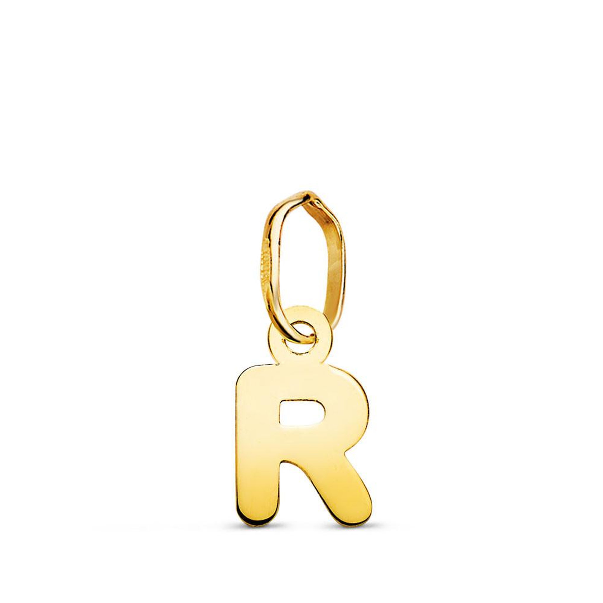 L'ATELIER D'AZUR Pendentif Or 18 Carats 750 Jaune - Initiale Lettre  R  - Chaine Offerte