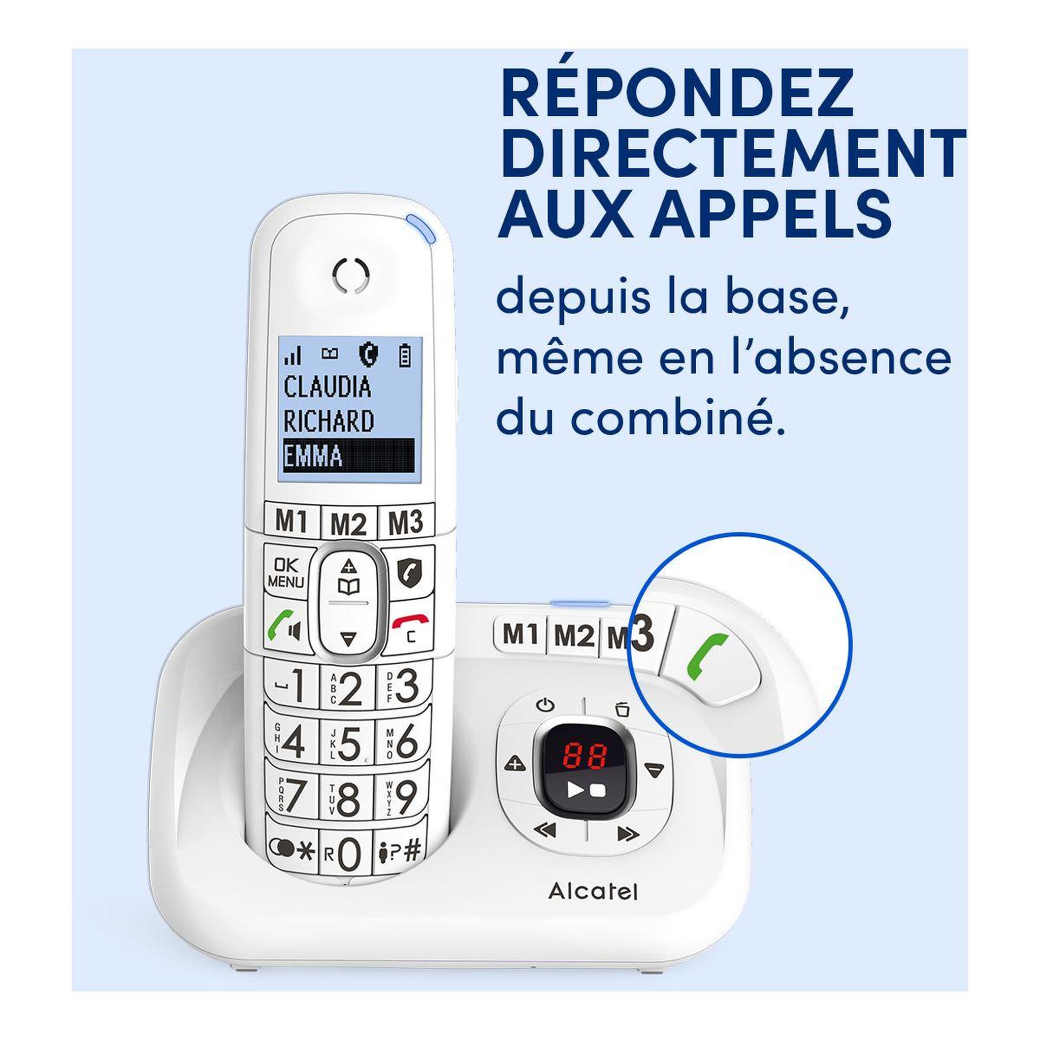 Voir la diapositive 5 : Alcatel Téléphone sans fil XL785 Voice Blanc