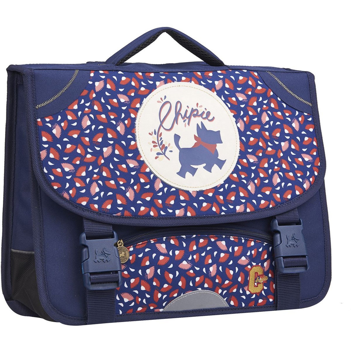 CHIPIE Cartable 38 cm CP/CE1/CE2 bleu motifs feuilles