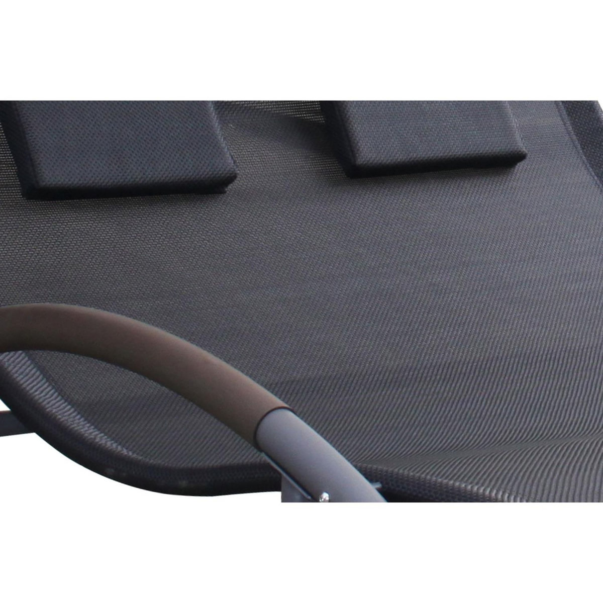 CONCEPT USINE Transat double à bascule avec auvent noir et écru ESSAOUIRA